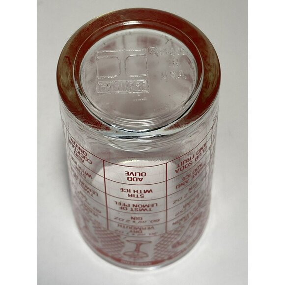 Irvinware Glass Bar Drink Recipe Shaker Red Clear 6" Vintage MCM - Picture 5 of 10